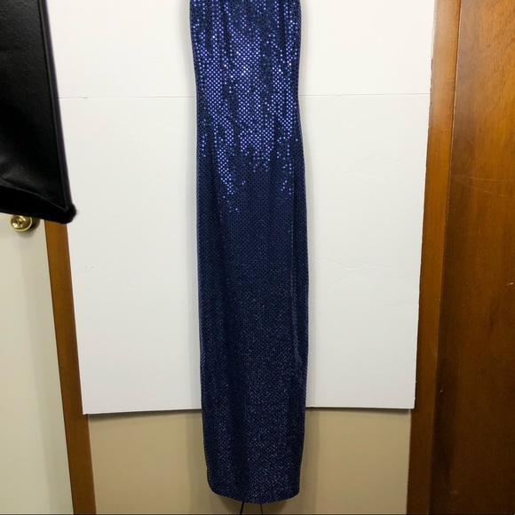 Vintage Blue Sequin Maxi Dress Sz 3 - Picture 2 of 11